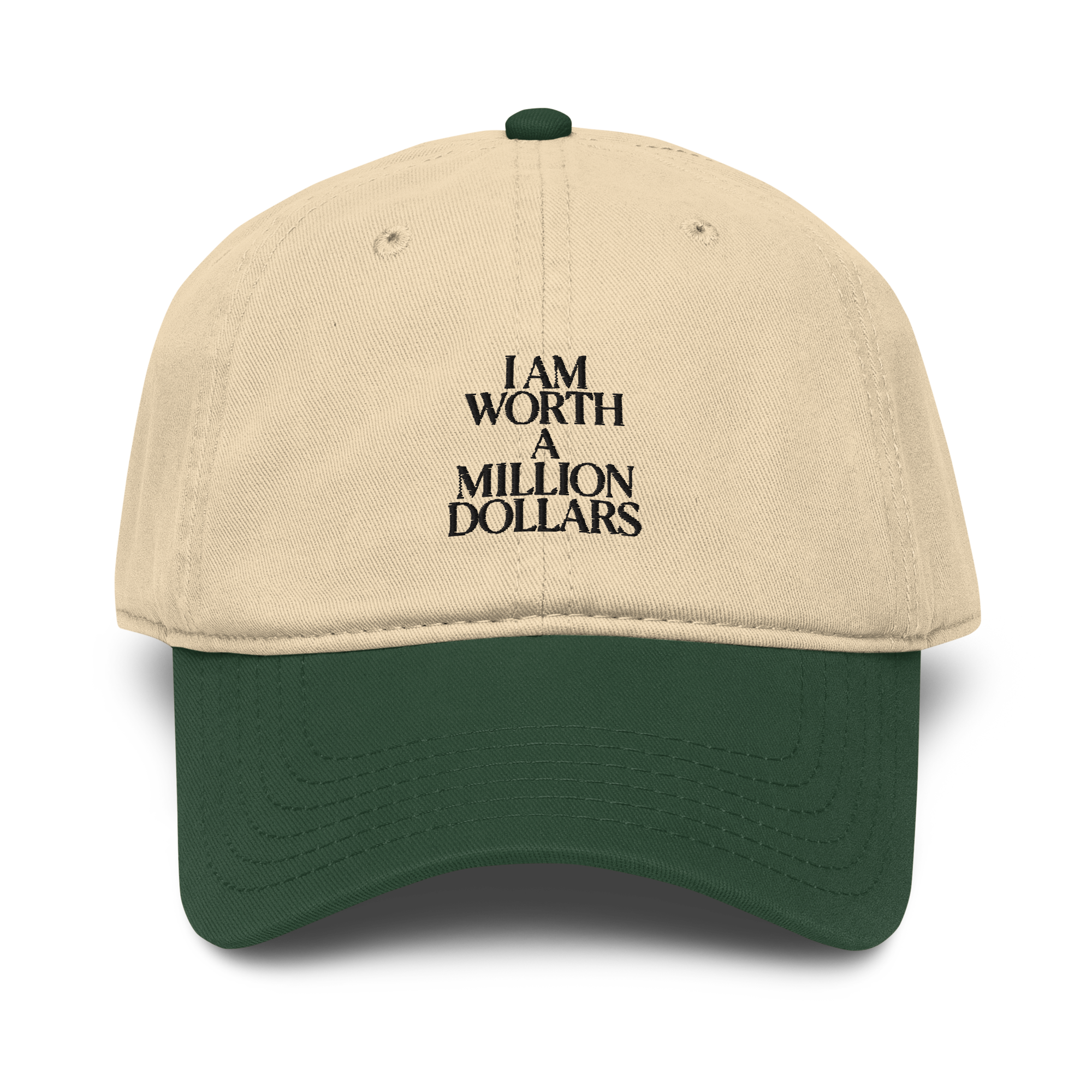 "I AM" WORTH Garment washed baseball cap