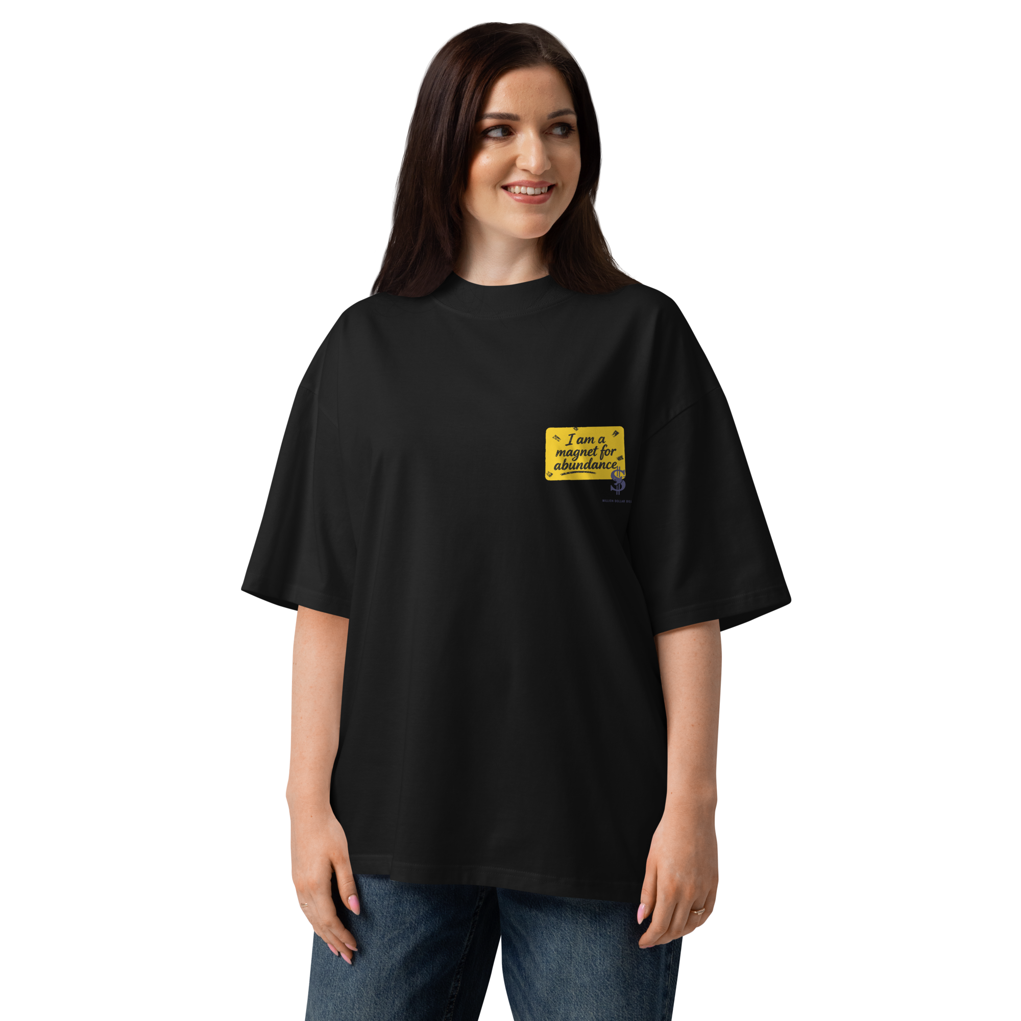 Magnetic Abundance Unisex Organic Cotton Oversized High Neck T Shirt