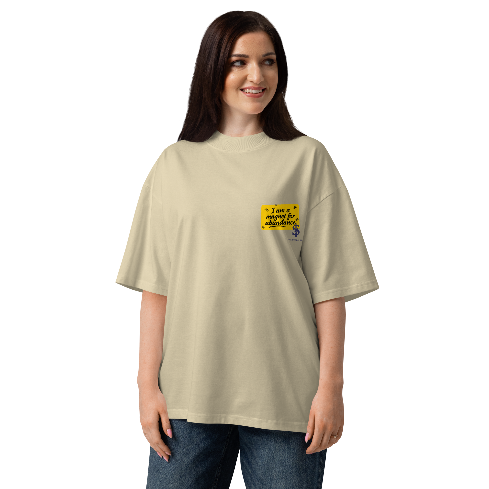Magnetic Abundance Unisex Organic Cotton Oversized High Neck T Shirt