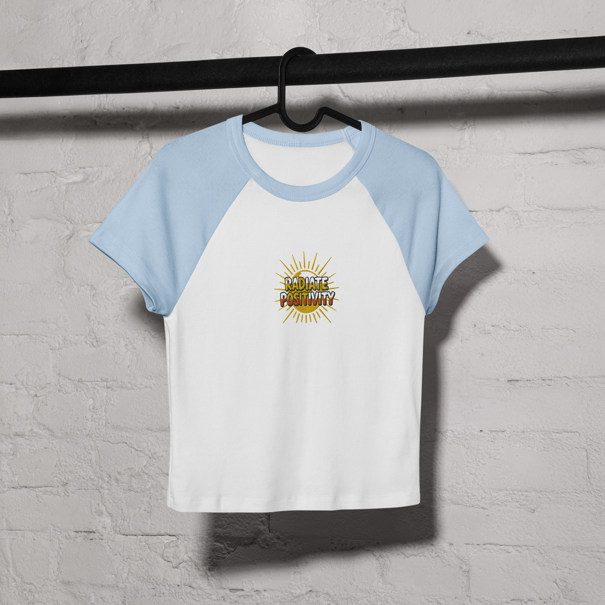 MDB Co Radiate Womens Micro Rib Raglan Baby Tee Cotton Blend