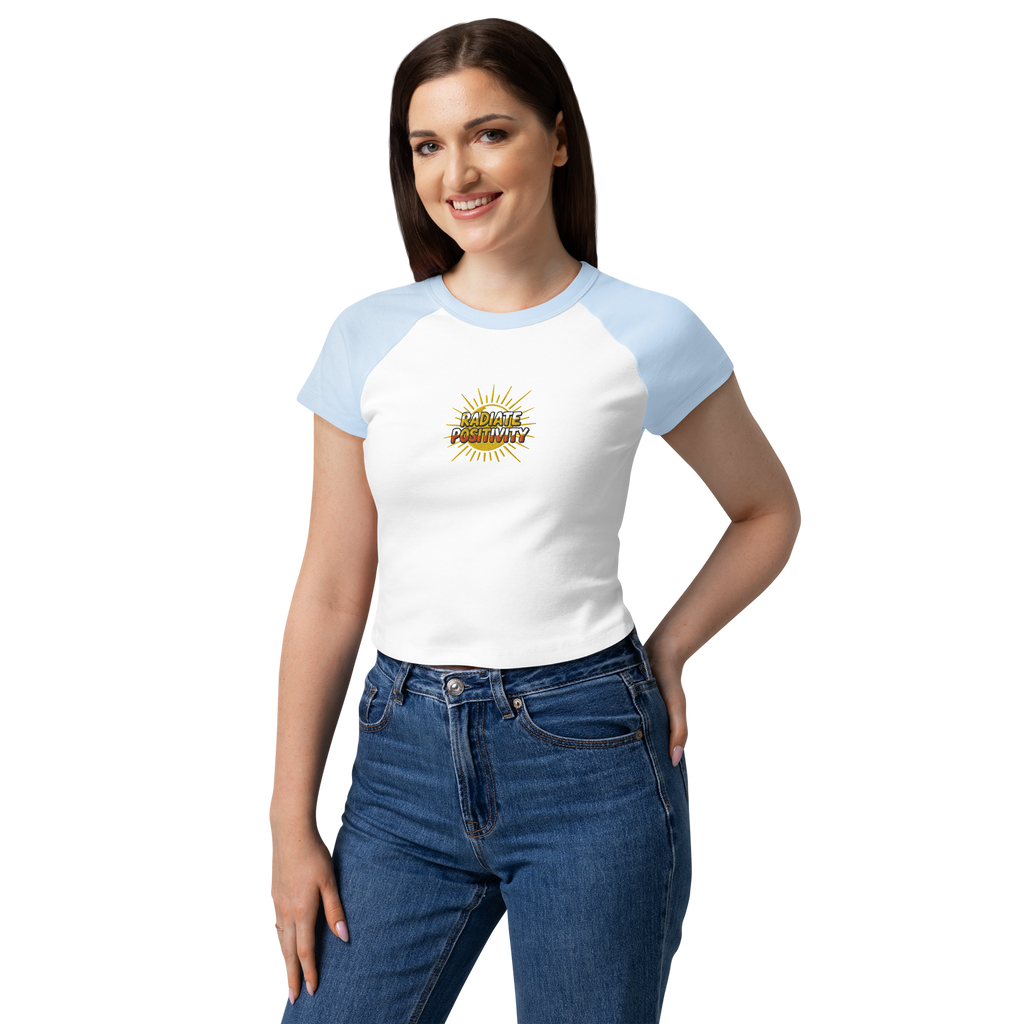 MDB Co Radiate Womens Micro Rib Raglan Baby Tee Cotton Blend