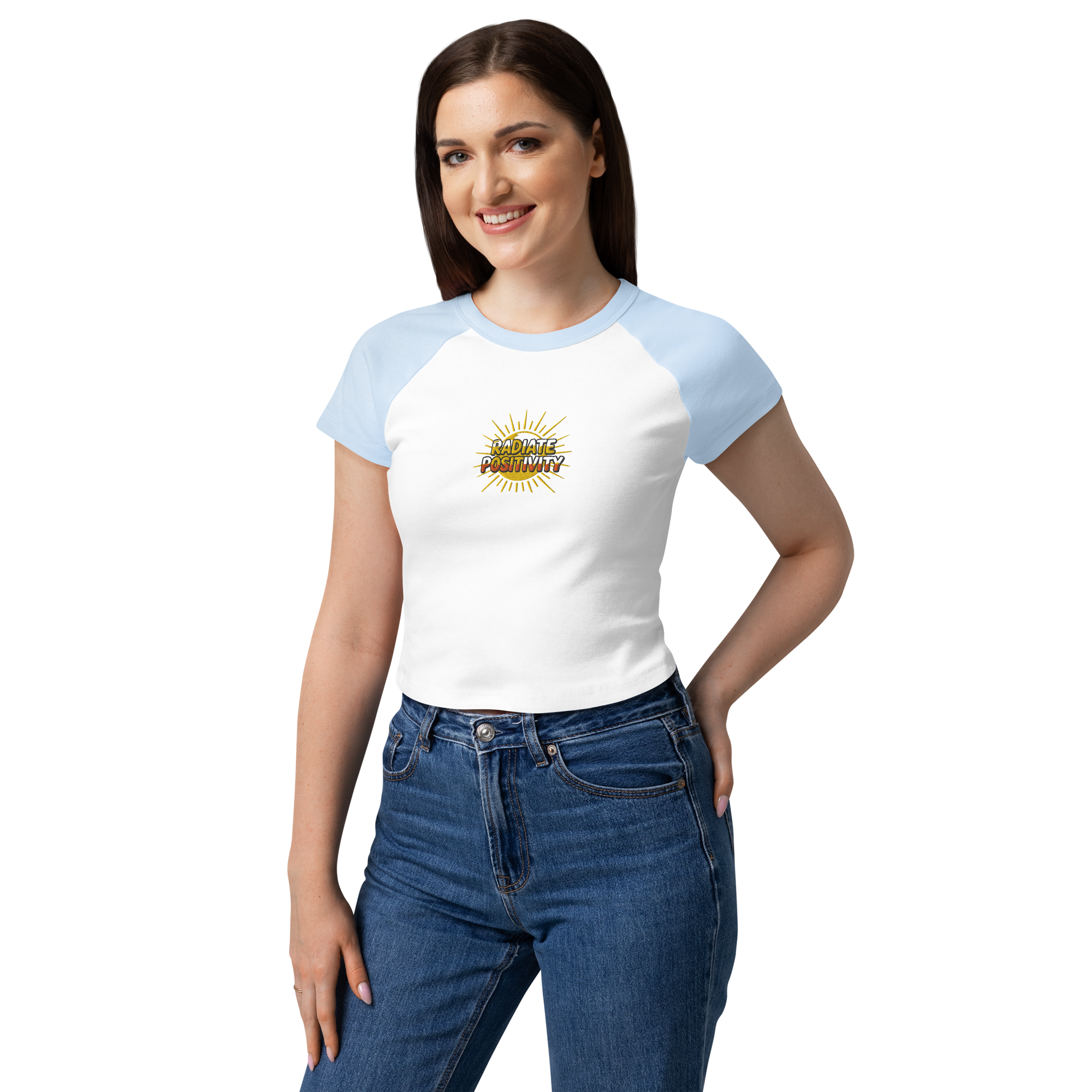 MDB Co Radiate Womens Micro Rib Raglan Baby Tee Cotton Blend