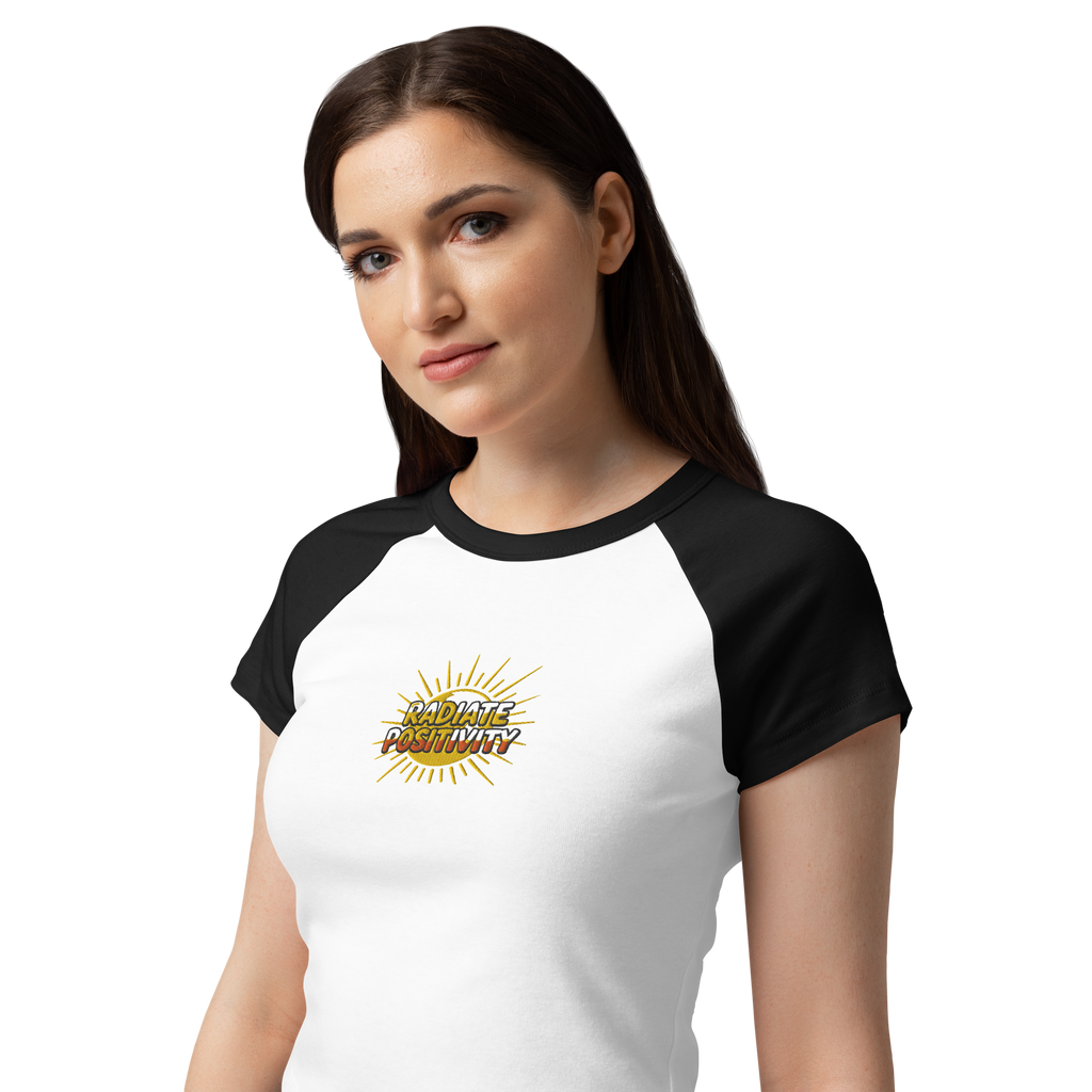 MDB Co Radiate Womens Micro Rib Raglan Baby Tee Cotton Blend