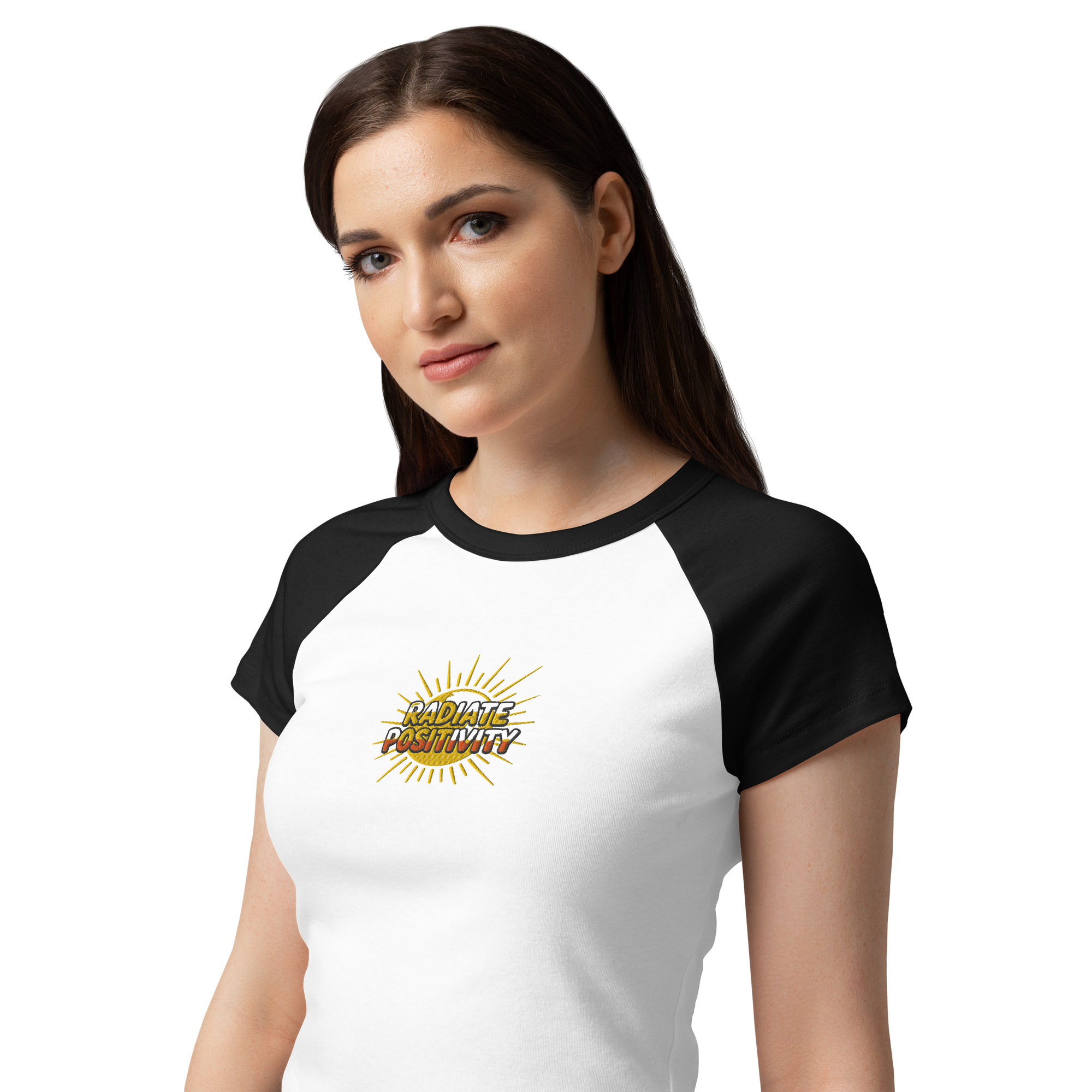 MDB Co Radiate Womens Micro Rib Raglan Baby Tee Cotton Blend