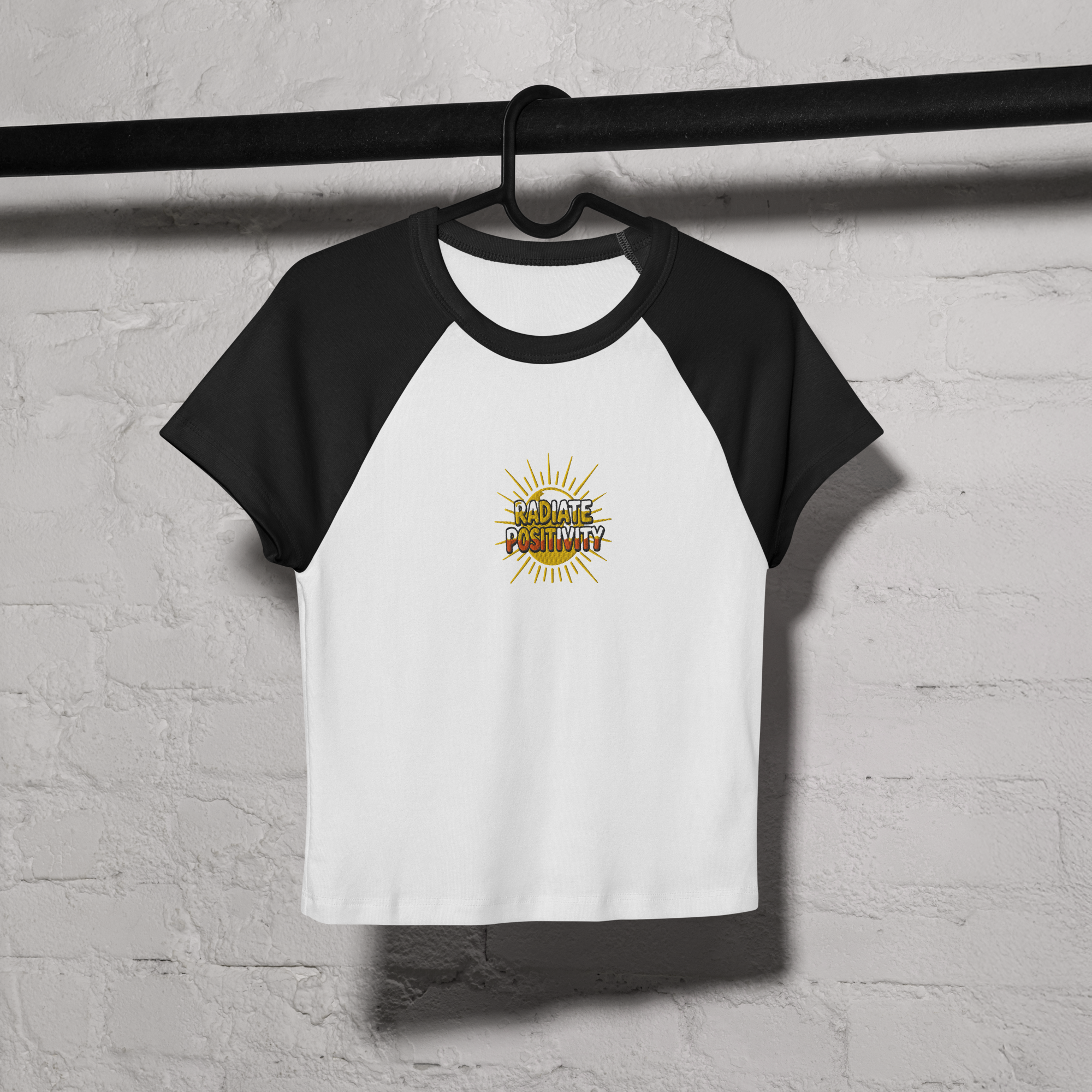 MDB Co Radiate Womens Micro Rib Raglan Baby Tee Cotton Blend