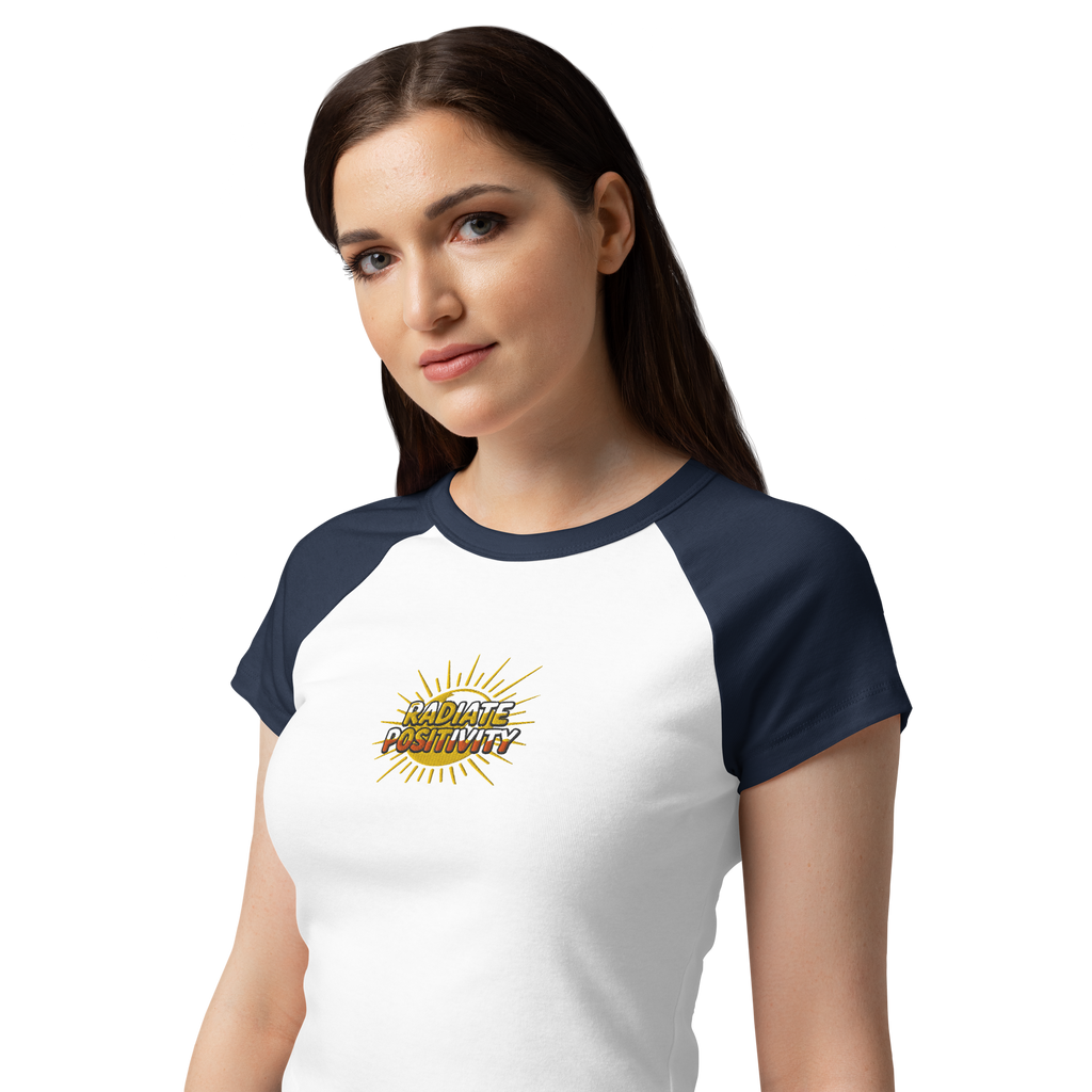 MDB Co Radiate Womens Micro Rib Raglan Baby Tee Cotton Blend