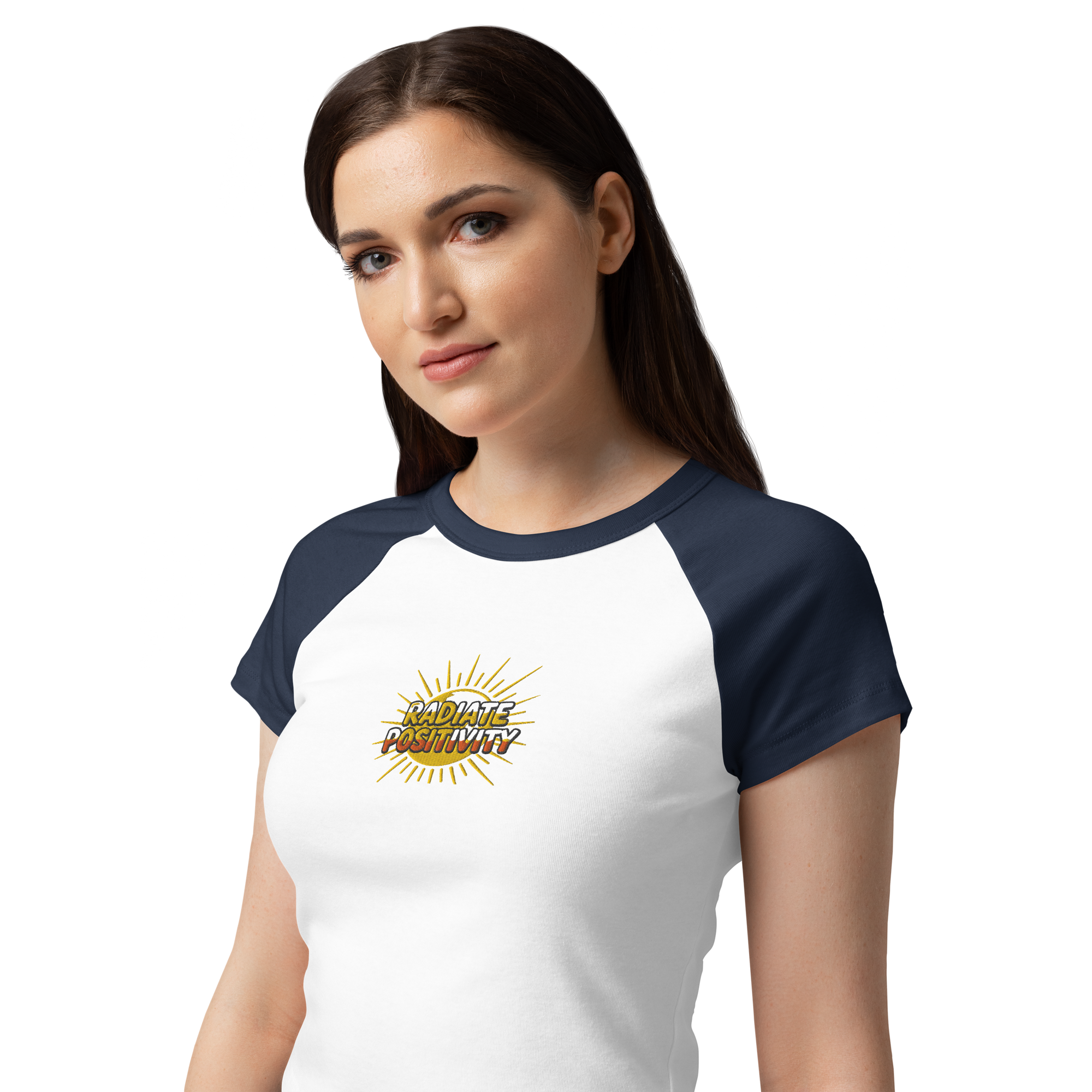 MDB Co Radiate Womens Micro Rib Raglan Baby Tee Cotton Blend