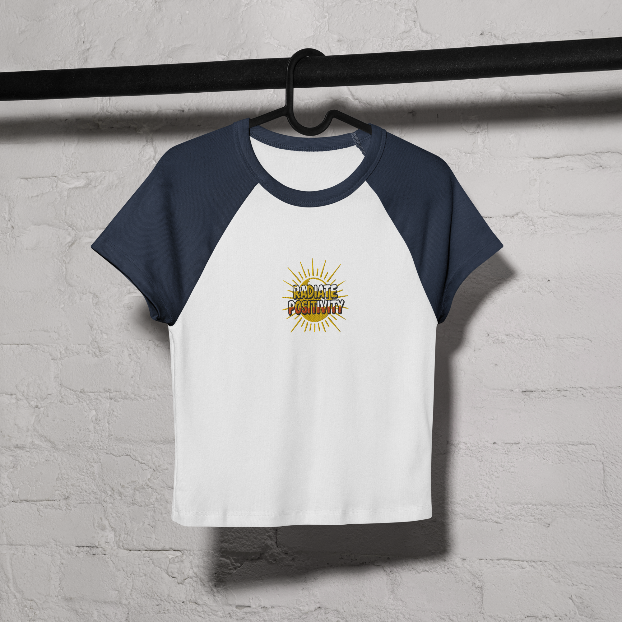 MDB Co Radiate Womens Micro Rib Raglan Baby Tee Cotton Blend