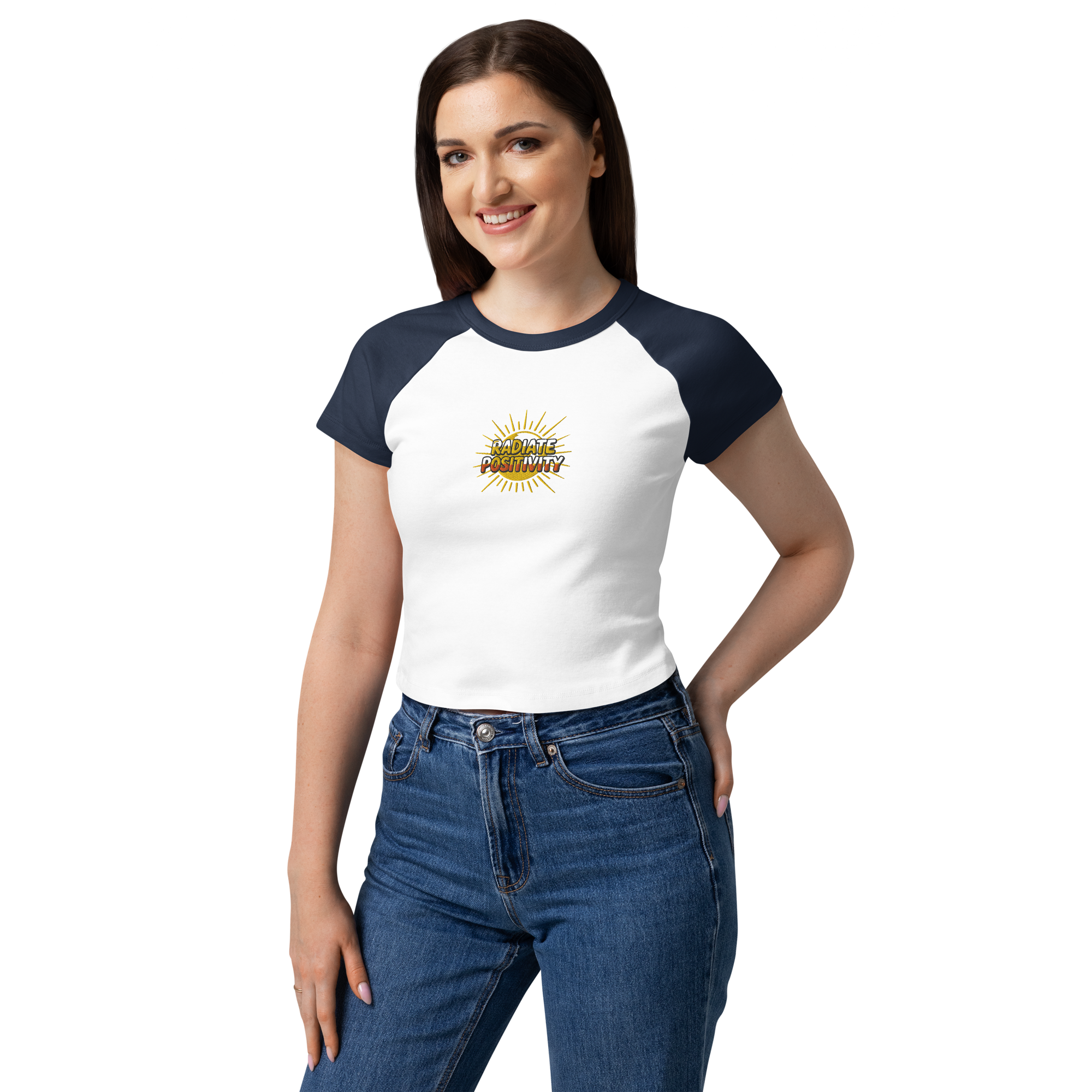 MDB Co Radiate Womens Micro Rib Raglan Baby Tee Cotton Blend