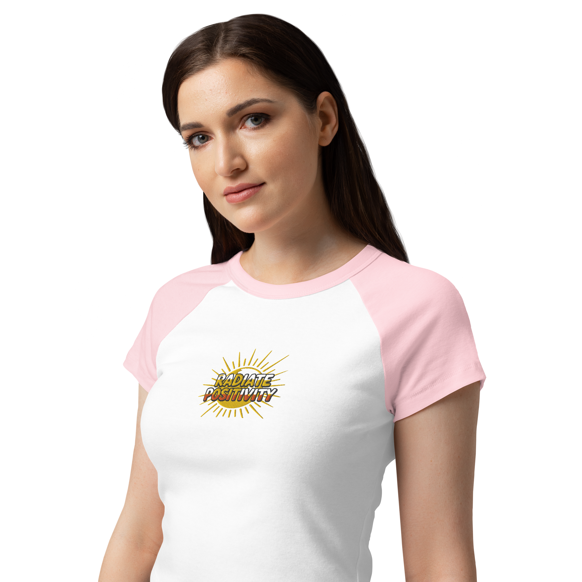 MDB Co Radiate Womens Micro Rib Raglan Baby Tee Cotton Blend