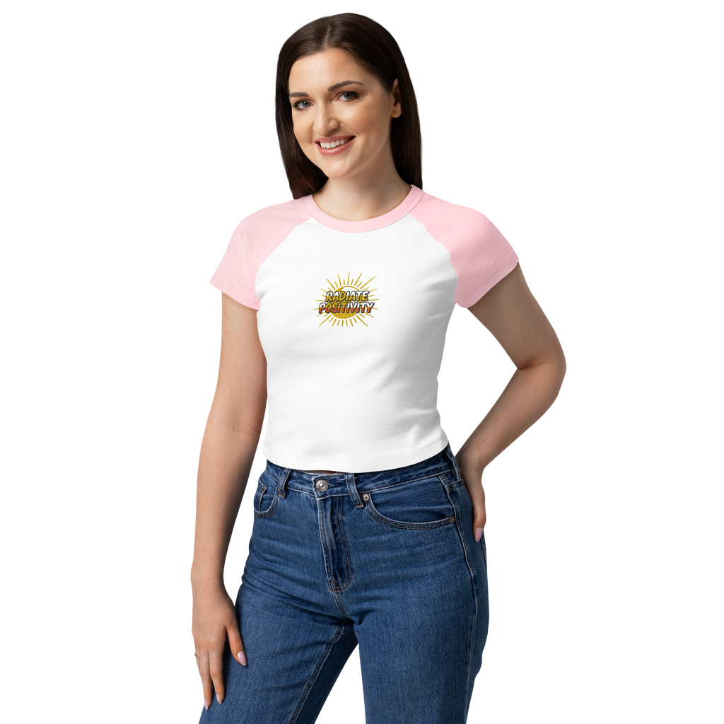 MDB Co Radiate Womens Micro Rib Raglan Baby Tee Cotton Blend