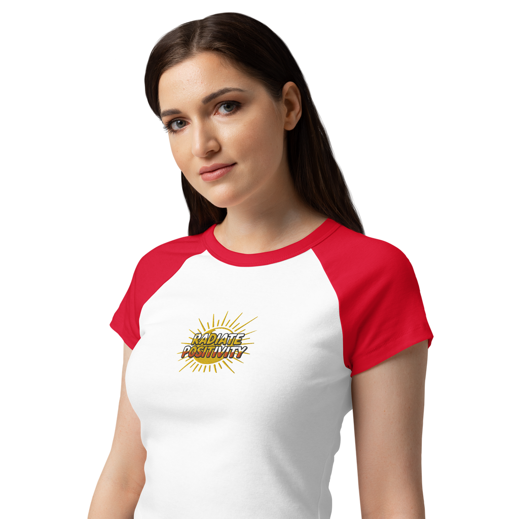 MDB Co Radiate Womens Micro Rib Raglan Baby Tee Cotton Blend