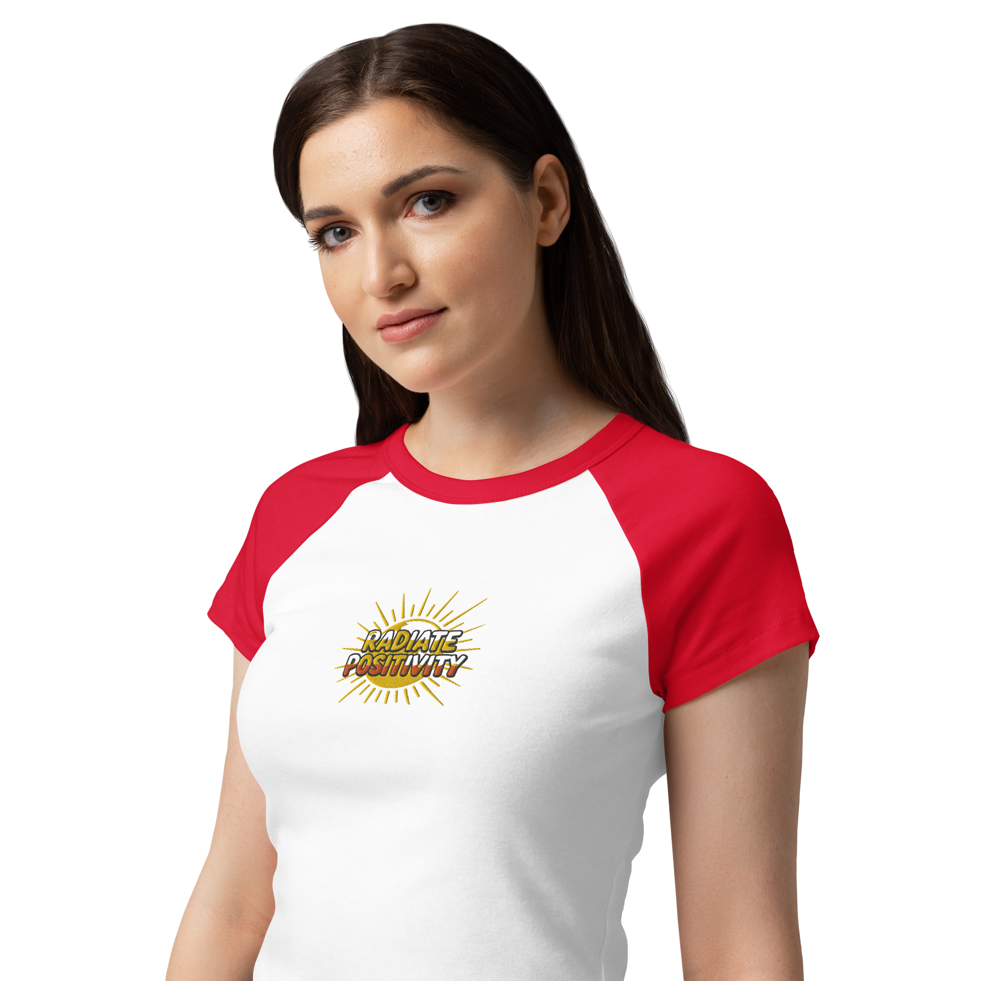 MDB Co Radiate Womens Micro Rib Raglan Baby Tee Cotton Blend