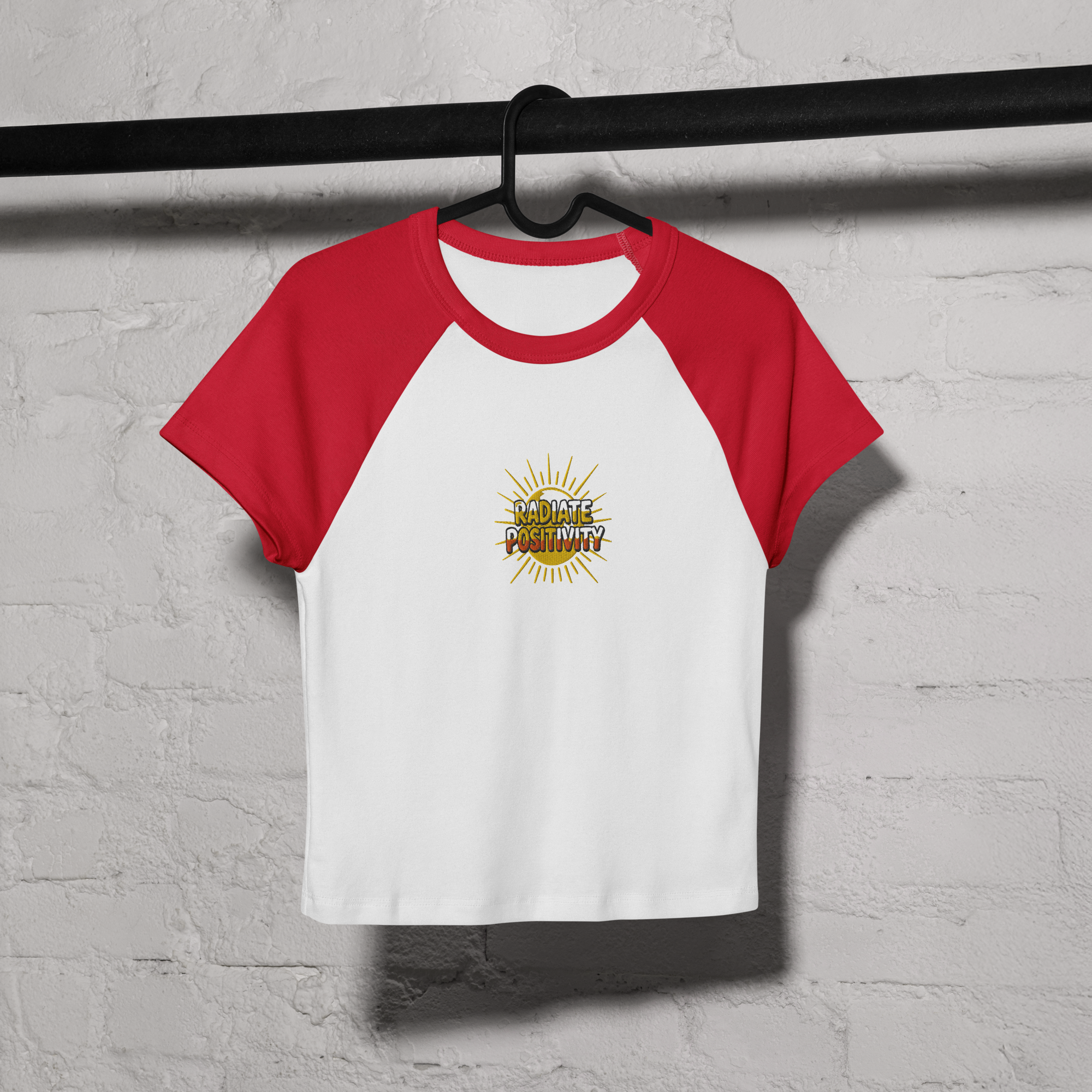 MDB Co Radiate Womens Micro Rib Raglan Baby Tee Cotton Blend