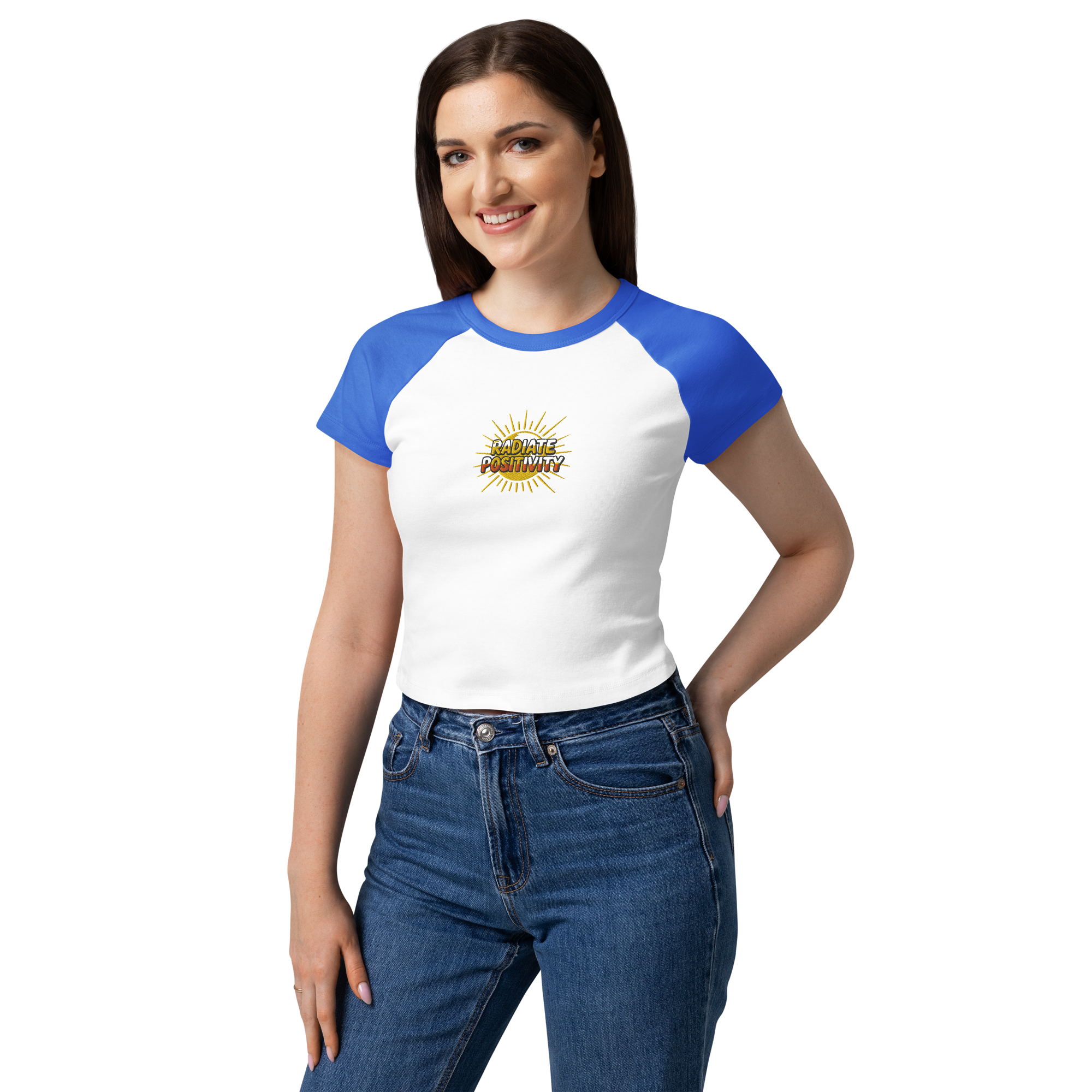 MDB Co Radiate Womens Micro Rib Raglan Baby Tee Cotton Blend